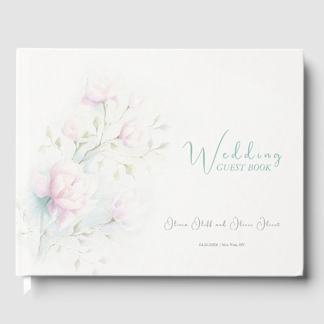 Pink Magnolia Wedding Gästebuch (Vorderseite)