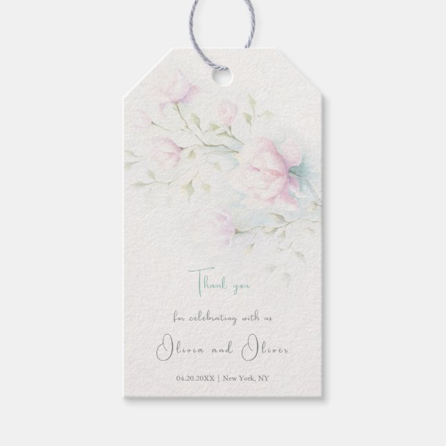 Pink Magnolia Wedding Geschenkanhänger (Vorderseite)