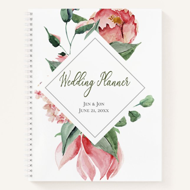 Pink Magnolia Wedding Planner Notebook Notizbuch (Vorderseite)