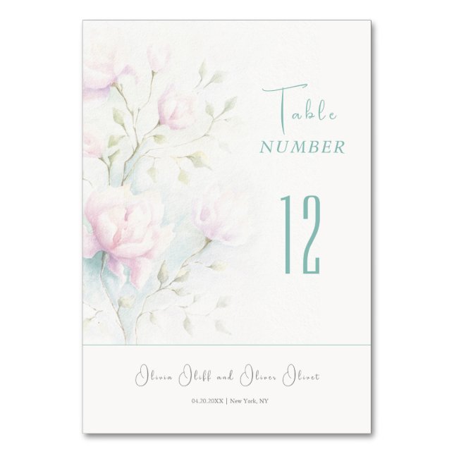 Pink Magnolia Wedding Tischnummer (Vorderseite)