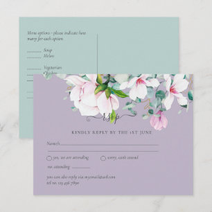Pink Magnolias Lavender Eucalyptus Wedding rsvp Po Postkarte