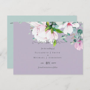 Pink Magnolias Lilac Eukalyptus Wedding Rett Dates Postkarte