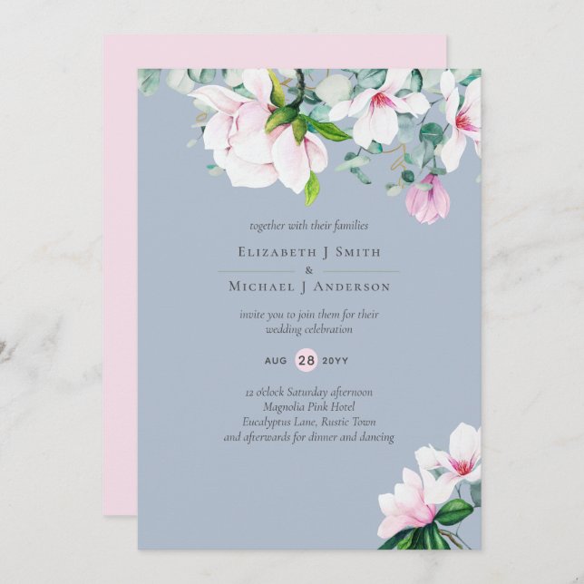 Pink Magnolias Sage Eukalyptus Dusty Blue Wedding (Vorne/Hinten)