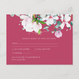 Pink Magnolias Sage Eukalyptus Wedding rsvp Postc Postkarte