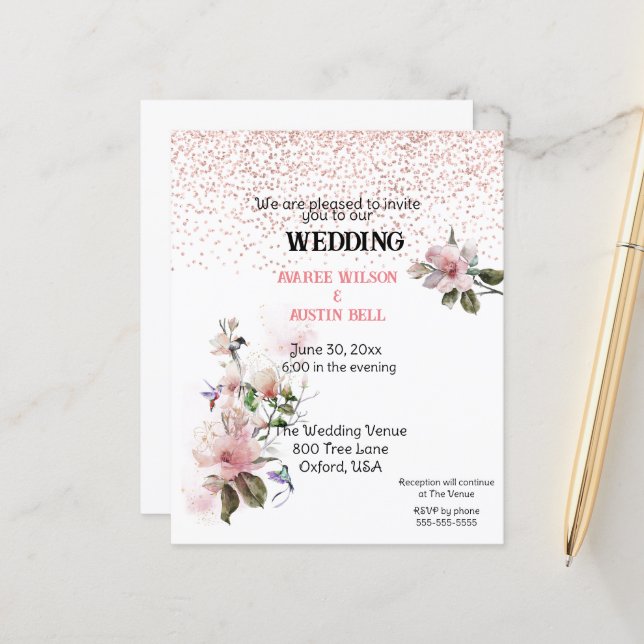 Pink Magnolias Wasserfarbe (Vorderseite/Rückseite Beispiel)