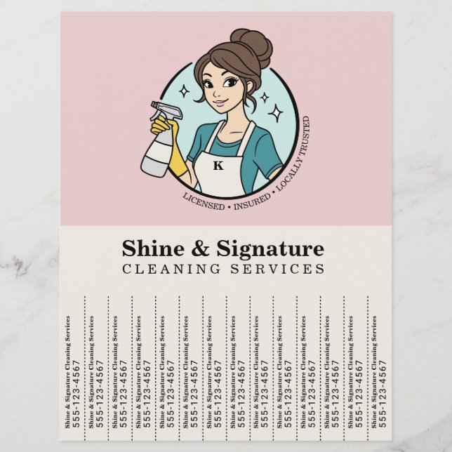 Pink Maid Cleaning Services Abreißstreifen Flyer (Vorne)