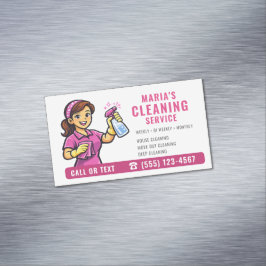 Pink Maid House Cleaning Service Magnetische Visitenkarte