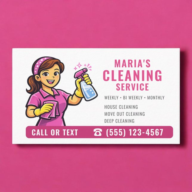 Pink Maid House Cleaning Service Visitenkarte (Von Creator hochgeladen)