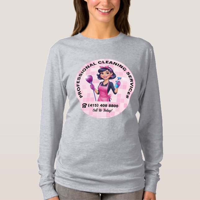 Pink Maid Janitorial Cleaning Service Uniform T-Shirt (Vorderseite)