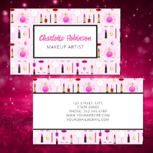 Pink Makeup Artist Business Card Visitenkarte