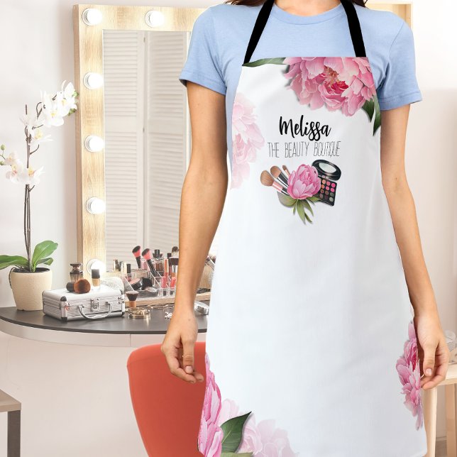 Pink Makeup Artist Schürze (Watercolor Pink Floral Makeup Artist Apron)
