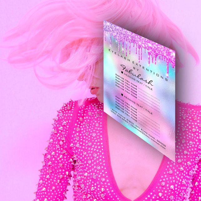 Pink Makeup Beauty Salon Rose Holograph Preisliste Flyer (Pink Makeup Beauty Salon Rose Holograph Price List Flyer)