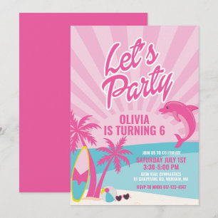 Pink Malibu Beach Geburtstag Einladung