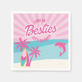 Pink Malibu Beach Palm Beste Freundin Geburtstag Serviette