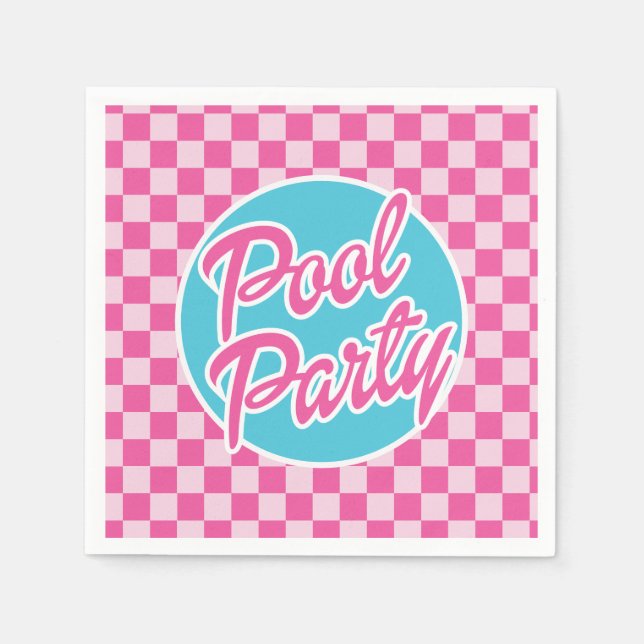 Pink Malibu Poolparty Geburtstag Serviette (Vorderseite)
