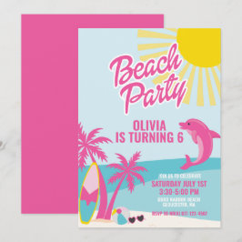 Pink Malibu Strandgeburtstag Einladung