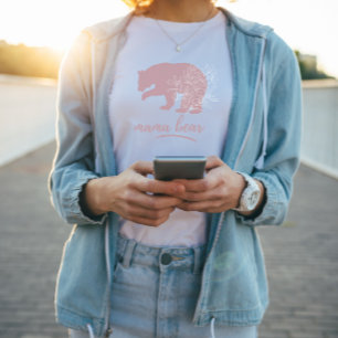 Pink Mama Bear Boho Floral Frauenfamilie T-Shirt