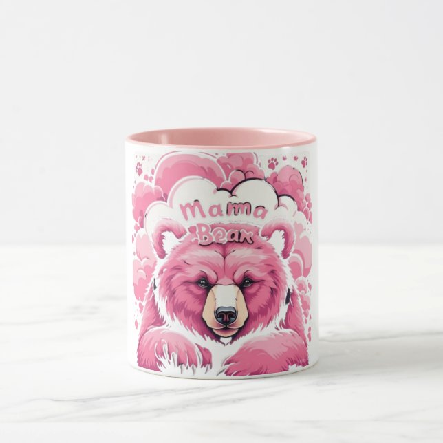 Pink Mama Bear Paw Prints Mothers Day Tasse (Zentrum)