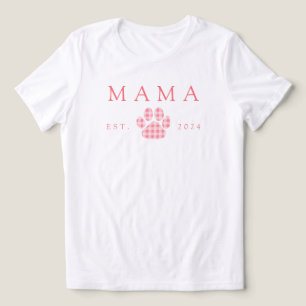 Pink Mama Gingham Pfotenabdruck Geburtstag Tri-Blend Shirt