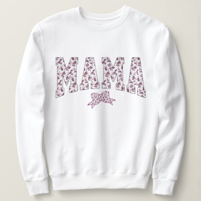 Pink Mama Kawaii Sweatshirt, Boho Floral Pink Mama Sweatshirt (Design vorne)