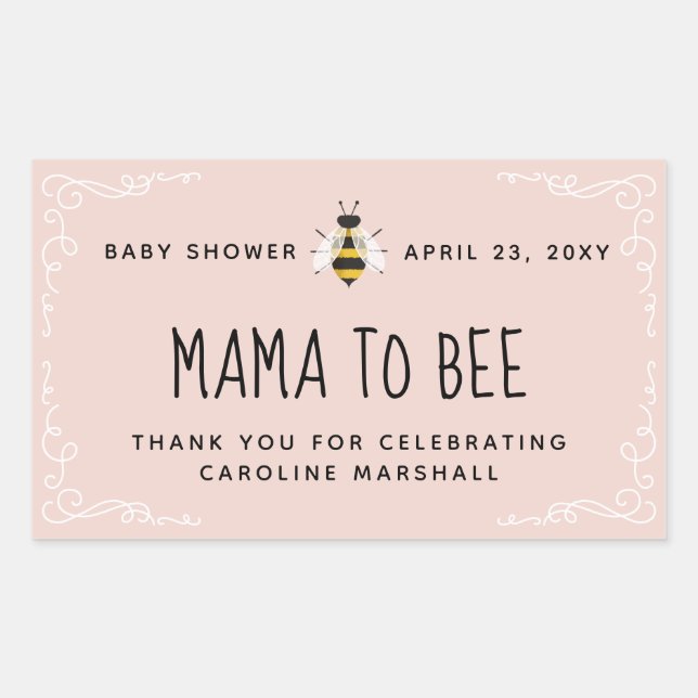 Pink Mama to Bee Baby Shower Honey Gefallen Sticke Rechteckiger Aufkleber (Vorderseite)