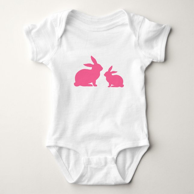 Pink Mama und Baby Bunny Strampler (Vorderseite)