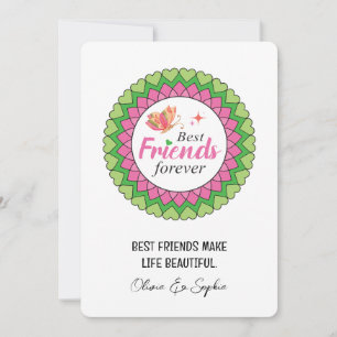 Pink Mandala Best Friend Personalisiert Feiertagskarte