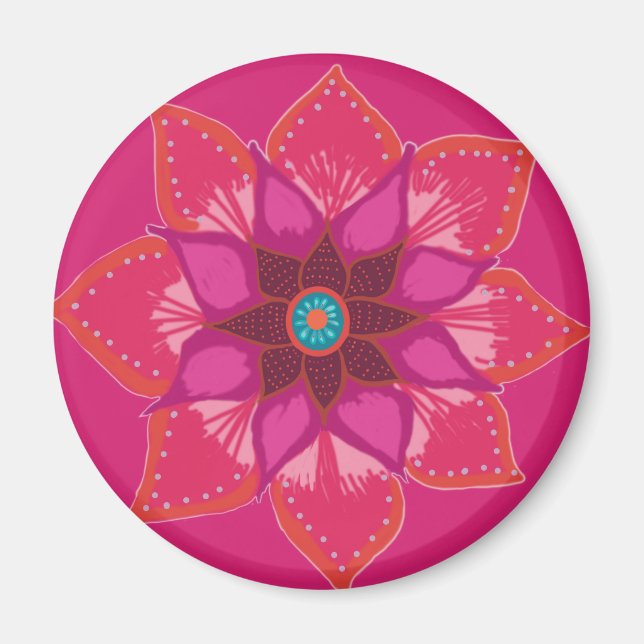 Pink Mandala Blume Art Magnet (Vorne)