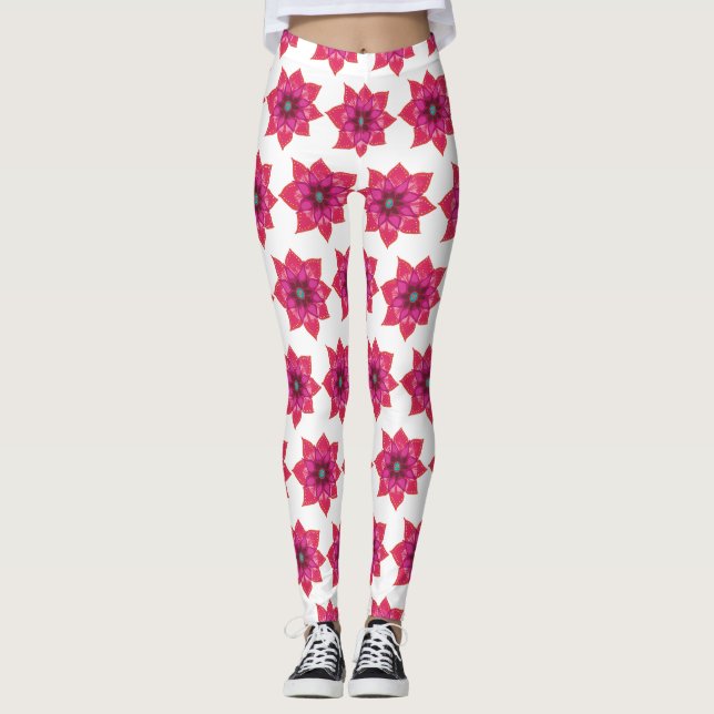 Pink Mandala Blume Benutzerdefinierte Leggings (Vorderseite)