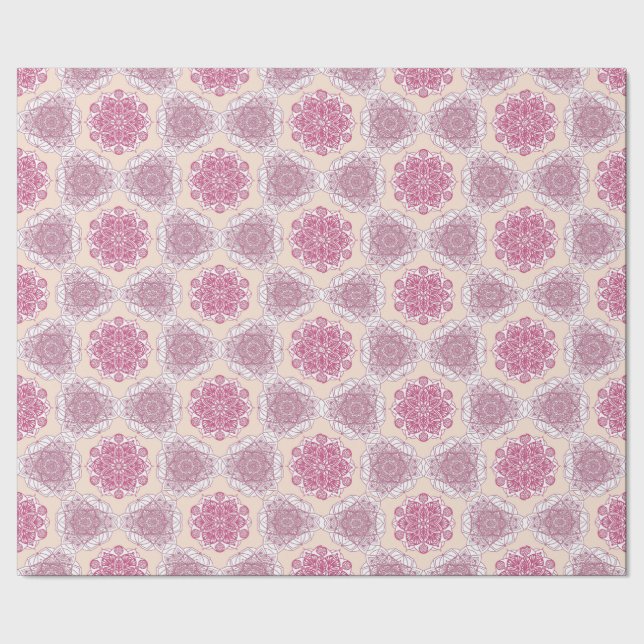Pink Mandala Floral Geschenkpapier (Saum)