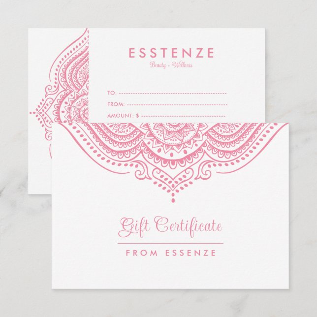 Pink Mandala Geschenkgutachten Design (Vorne/Hinten)