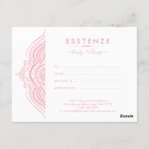 Pink Mandala Geschenkgutschein Design Postkarte