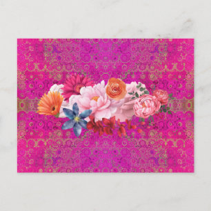 Pink Mandala Muster Blume Bouquet Postkarte