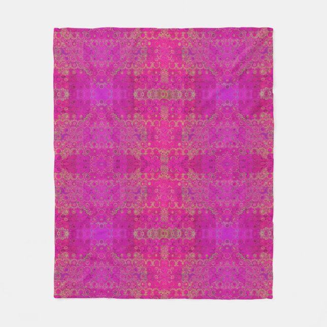 Pink Mandala Pattern Fleecedecke (Vorderseite)