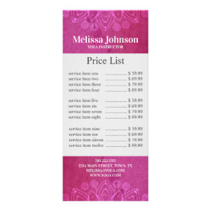 Pink Mandala Yoga Rack Card Werbekarte