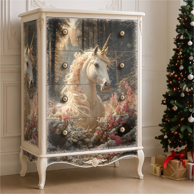 Pink Mane White Unicorn Wintermärchen Seidenpapier (Von Creator hochgeladen)