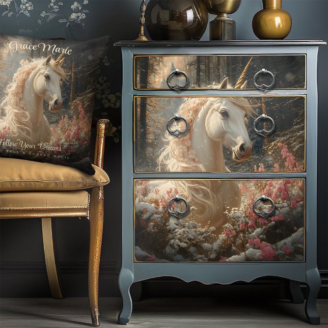 Pink Mane White Unicorn Wintermärchen Seidenpapier (Von Creator hochgeladen)