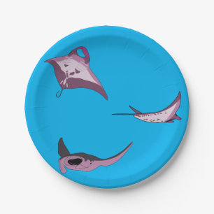 Pink Manta Rays Pappteller
