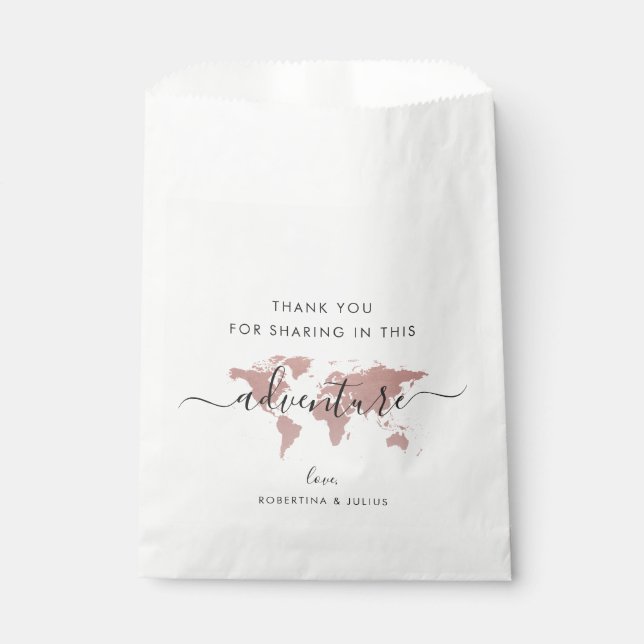 Pink Map World Adventure Travel Theme Geschenktütchen (Vorderseite)