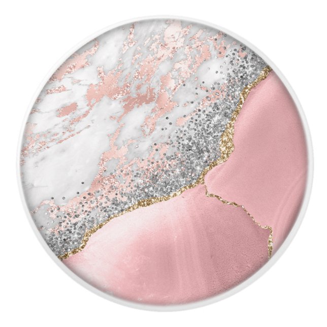 Pink Marble Agate Keramikknauf (Vorderseite)