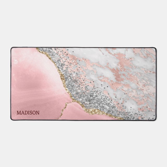 Pink Marble Agate Schreibtischunterlage (Vorderseite)