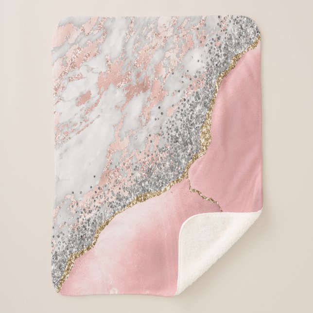 Pink Marble Agate Sherpadecke (Vorderseite)
