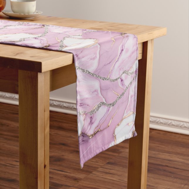 PINK MARBLE AGATE Table Runner Kurzer Tischläufer (Beispiel)