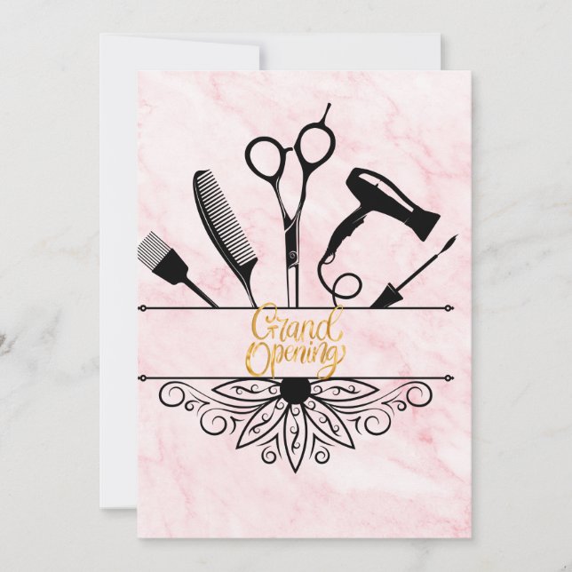 Pink Marble Beauty Salon Grand Opening Einladung (Vorderseite)