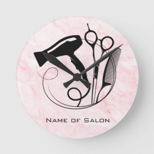 Pink Marble Beauty Salon Runde Wanduhr