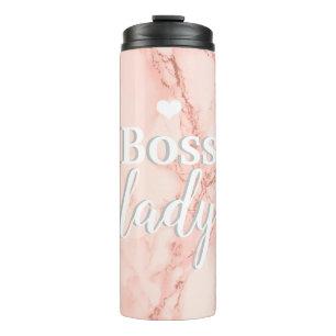 Pink Marble Boss Lady Thermosbecher