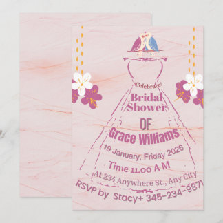 Pink Marble Bridal Gown Shower Invitation | Grace  Einladung