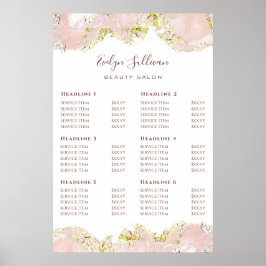 Pink Marble Design Preisliste Plakat