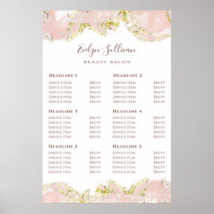 Pink Marble Design Preisliste Plakat