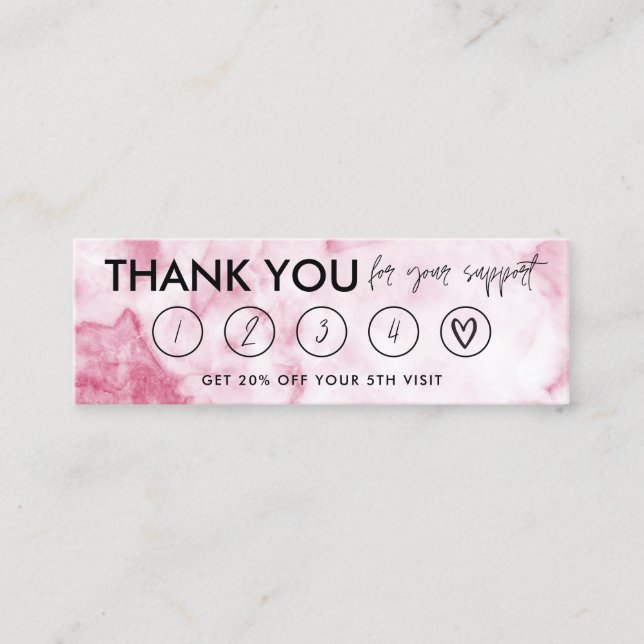 Pink Marble Makeup Hair dank Loyalty Card Mini Visitenkarte (Vorderseite)